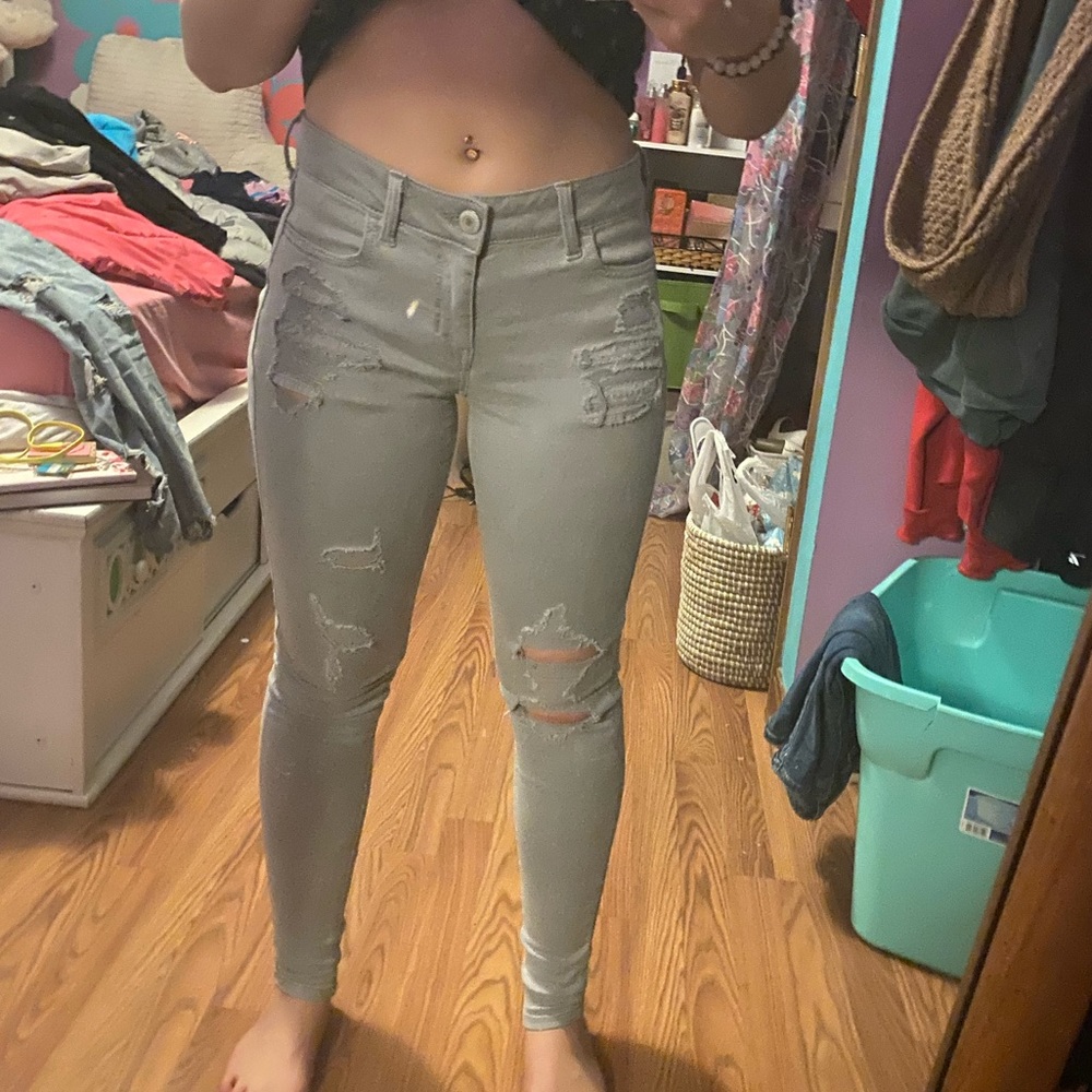 American Eagle Grey Ripped Jeans